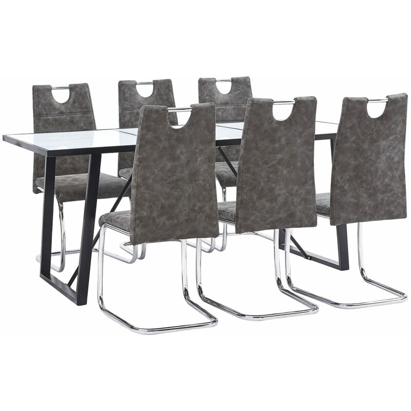 

vidaXL Juego de Comedor Cuero Sintético 7 Piezas Marrón - Marrón