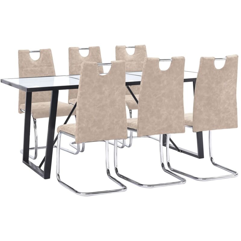 

vidaXL Juego de Comedor Cuero Sintético 7 Piezas Crema - Crema