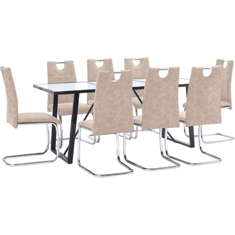 

vidaXL Juego de Comedor Cuero Sintético 9 Piezas Crema - Crema