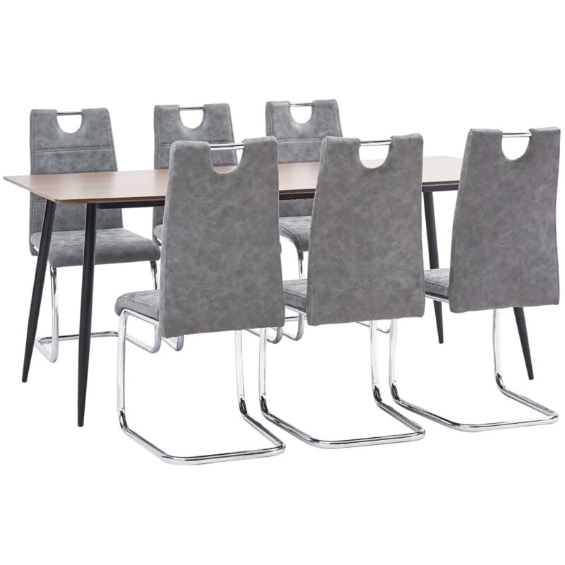 

vidaXL Juego de Comedor Cuero Sintético 7 Piezas Gris - Gris