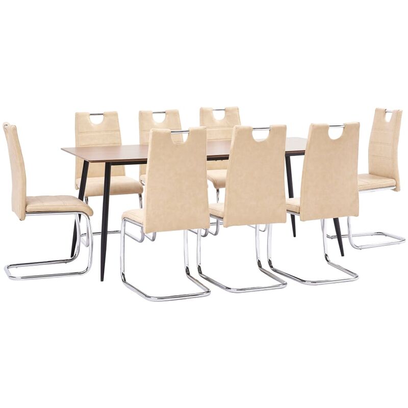 

vidaXL Juego de Comedor Cuero Sintético 9 Piezas Crema - Crema