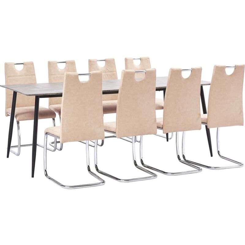 

vidaXL Juego de Comedor Cuero Sintético 9 Piezas Crema - Crema