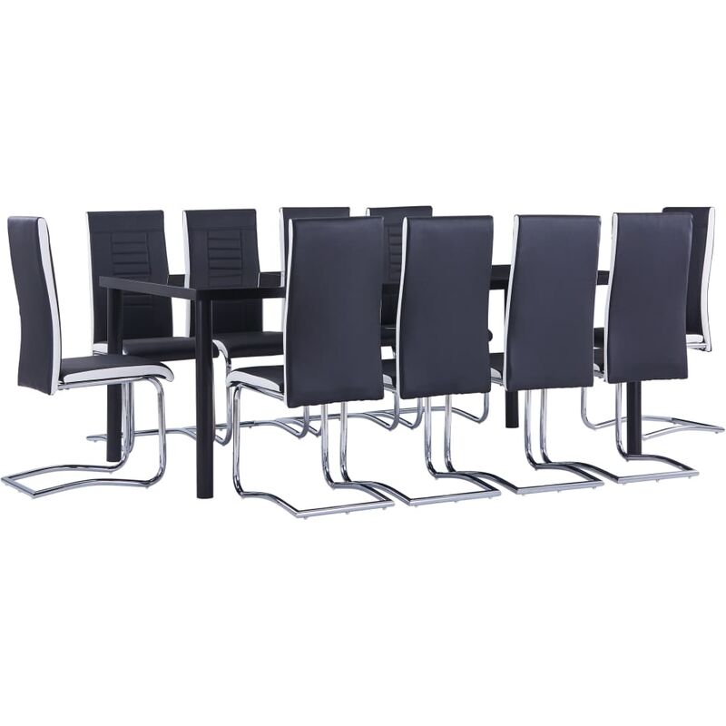 

vidaXL Juego de Comedor Cuero Sintético 11 Piezas Negro - Negro