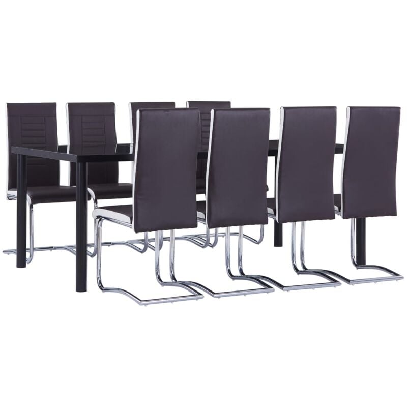 

vidaXL Juego de Comedor Cuero Sintético 9 Piezas Marrón - Marrón