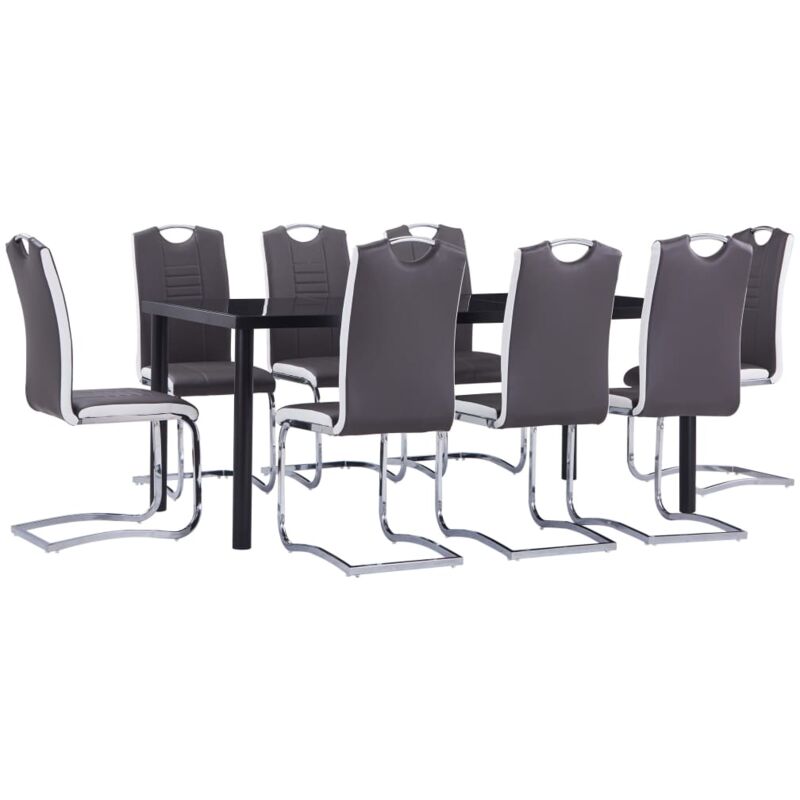 

vidaXL Juego de comedor 9 piezas cuero sintético gris - Gris