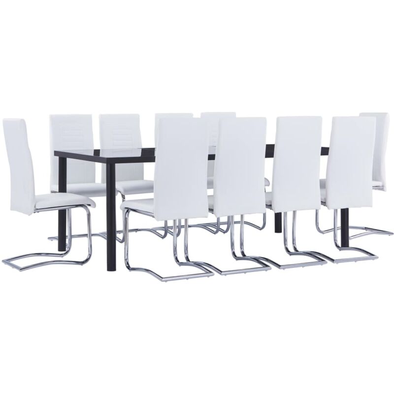 

vidaXL Juego de Comedor Cuero Sintético 11 Piezas Blanco - Blanco