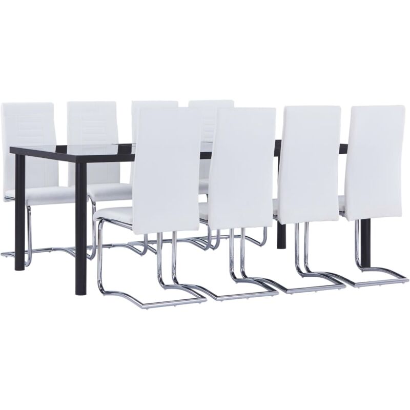 

vidaXL Juego de Comedor Cuero Sintético 9 Piezas Blanco - Blanco