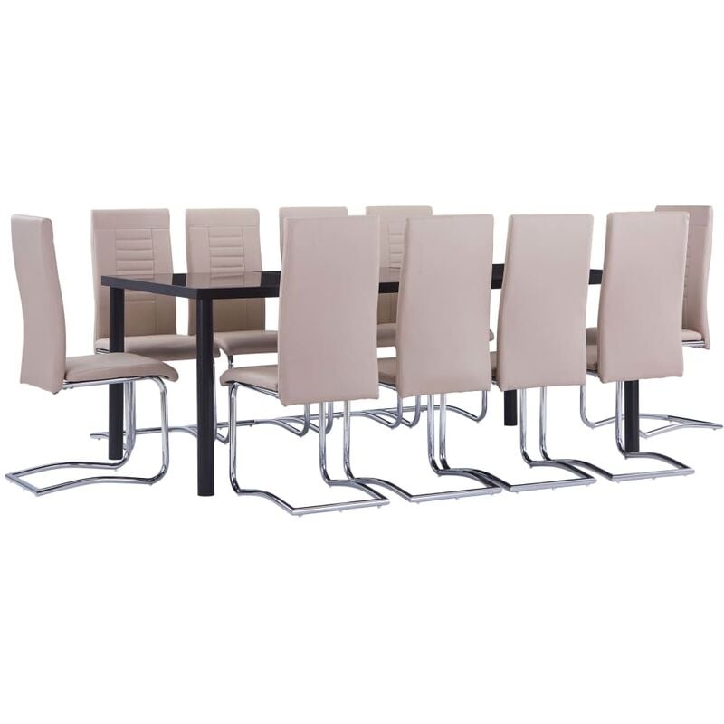 

vidaXL Juego de Comedor Cuero Sintético 11 Piezas Capuchino - Marrón