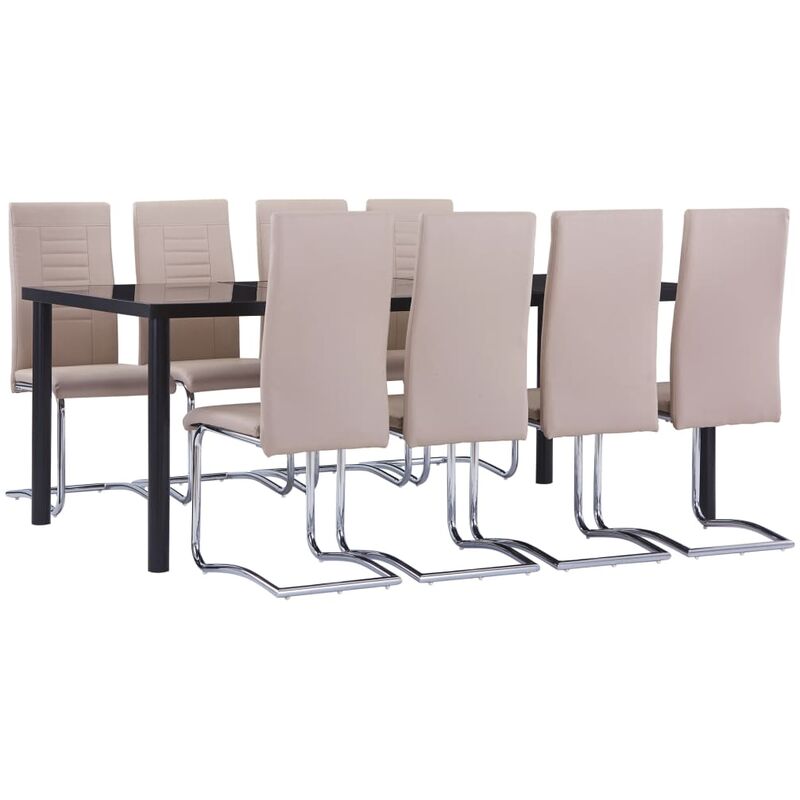 

vidaXL Juego de Comedor Cuero Sintético 9 Piezas Capuchino - Marrón