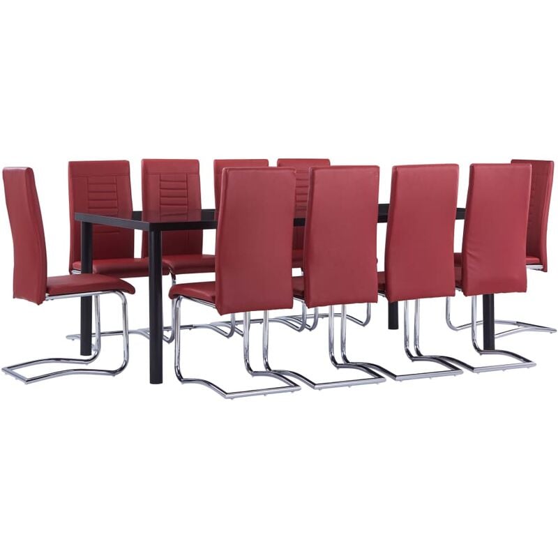 

Vidaxl - Juego de Comedor Cuero Sintético 11 Piezas Rojo - Rojo