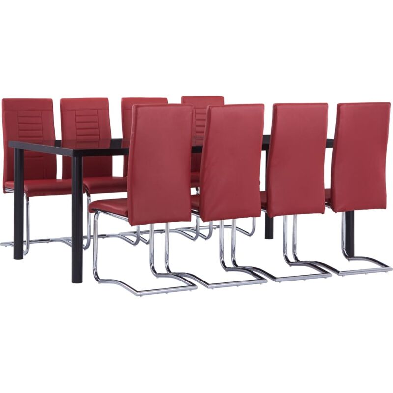 

Vidaxl - Juego de Comedor Cuero Sintético 9 Piezas Rojo - Rojo