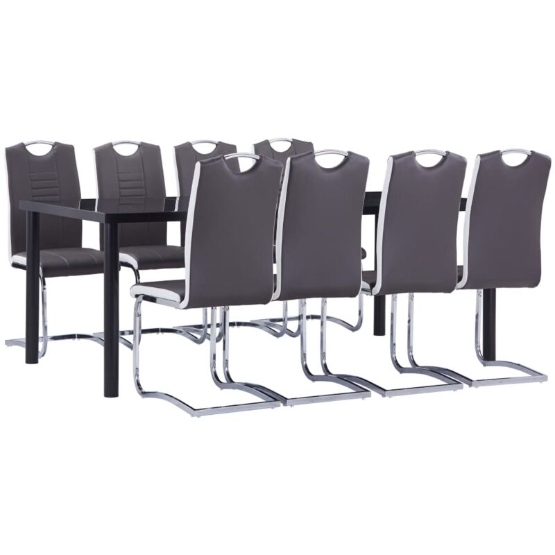 

vidaXL Juego de comedor 9 piezas cuero sintético gris - Gris