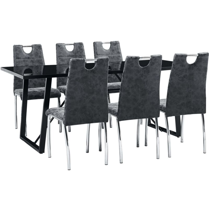 

vidaXL Juego de Comedor Cuero Sintético 7 Piezas Negro - Negro
