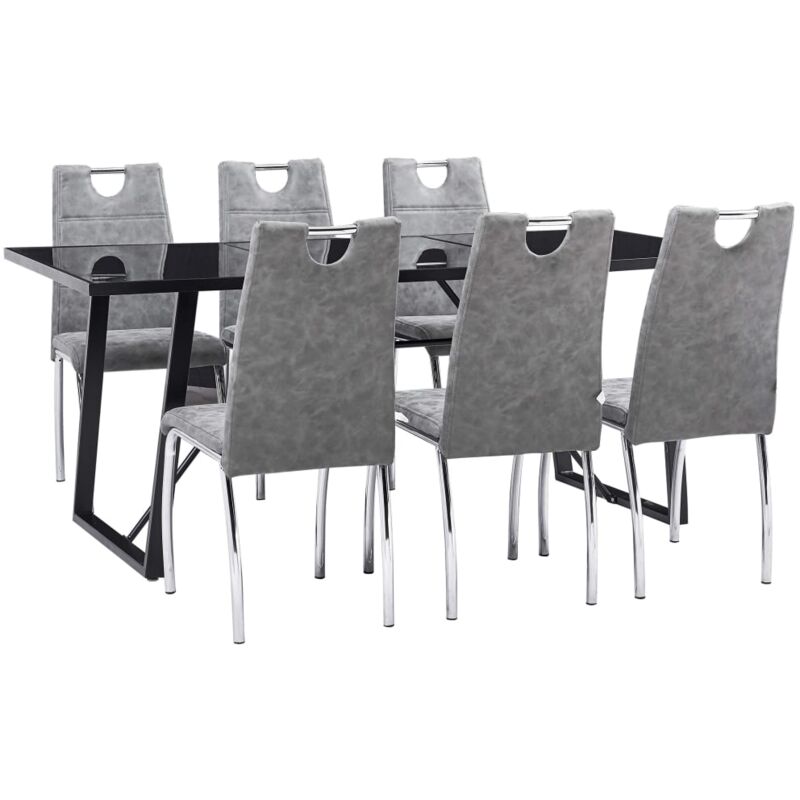 

vidaXL Juego de Comedor Cuero Sintético 7 Piezas Gris - Gris