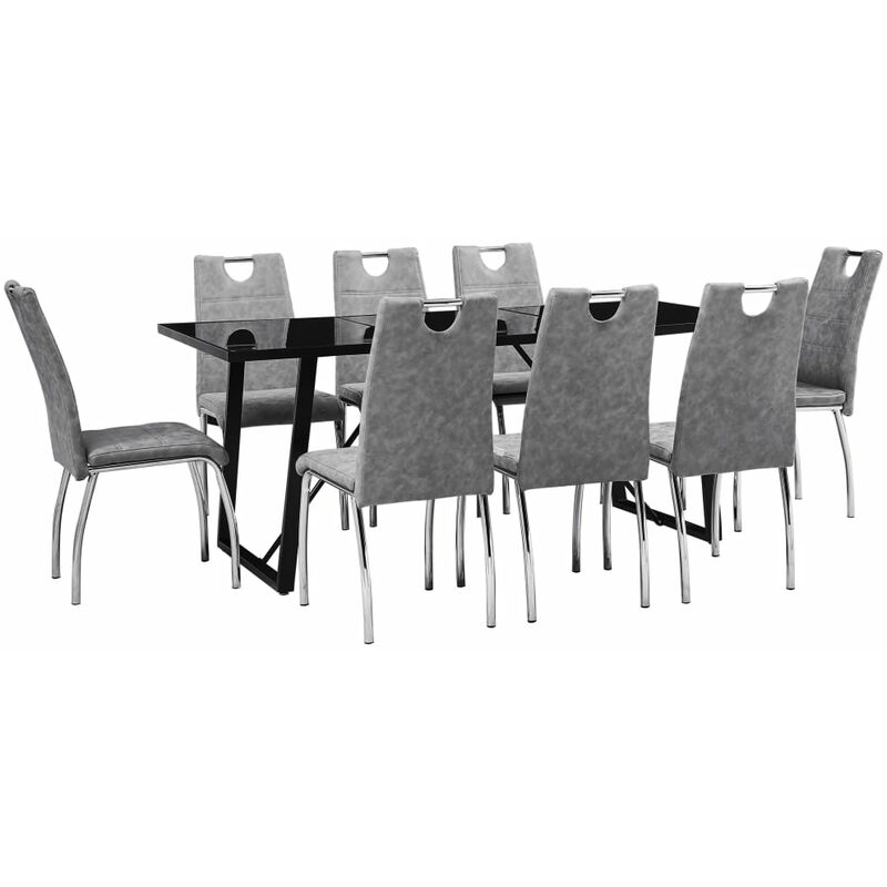 

vidaXL Juego de Comedor Cuero Sintético 9 Piezas Gris - Gris