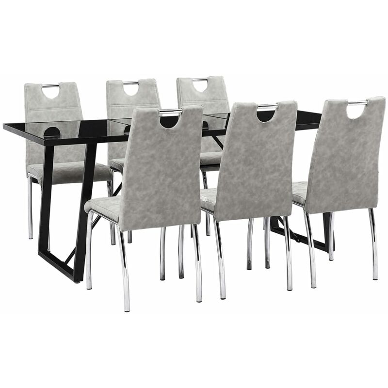 

vidaXL Juego de Comedor Cuero Sintético 7 Piezas Gris Claro - Gris