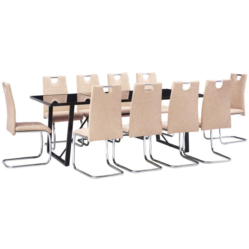 

vidaXL Juego de Comedor Cuero Sintético 11 Piezas Crema - Crema
