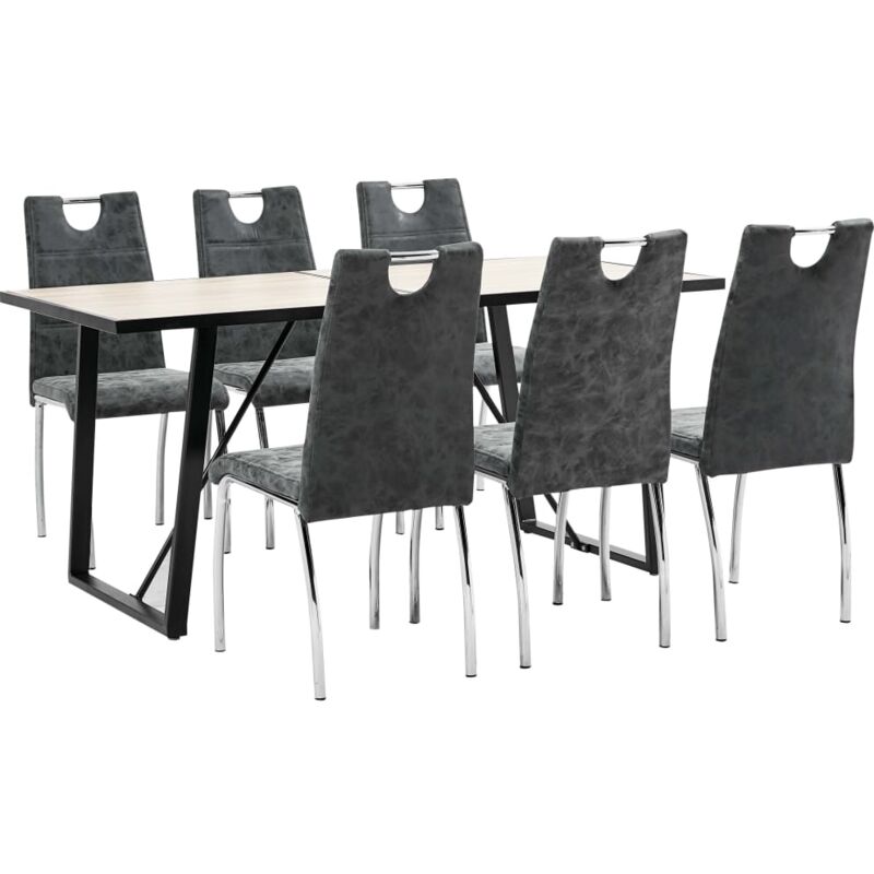 

vidaXL Juego de Comedor Cuero Sintético 7 Piezas Negro - Negro