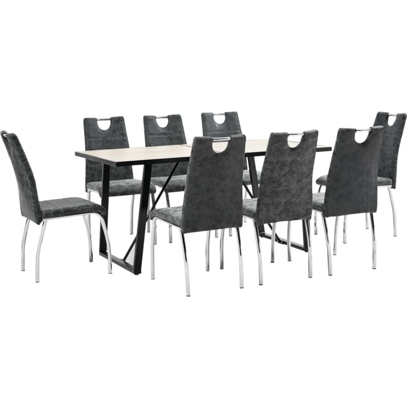 

vidaXL Juego de Comedor Cuero Sintético 9 Piezas Negro - Negro