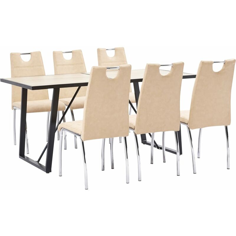 

vidaXL Juego de Comedor Cuero Sintético 7 Piezas Crema - Crema
