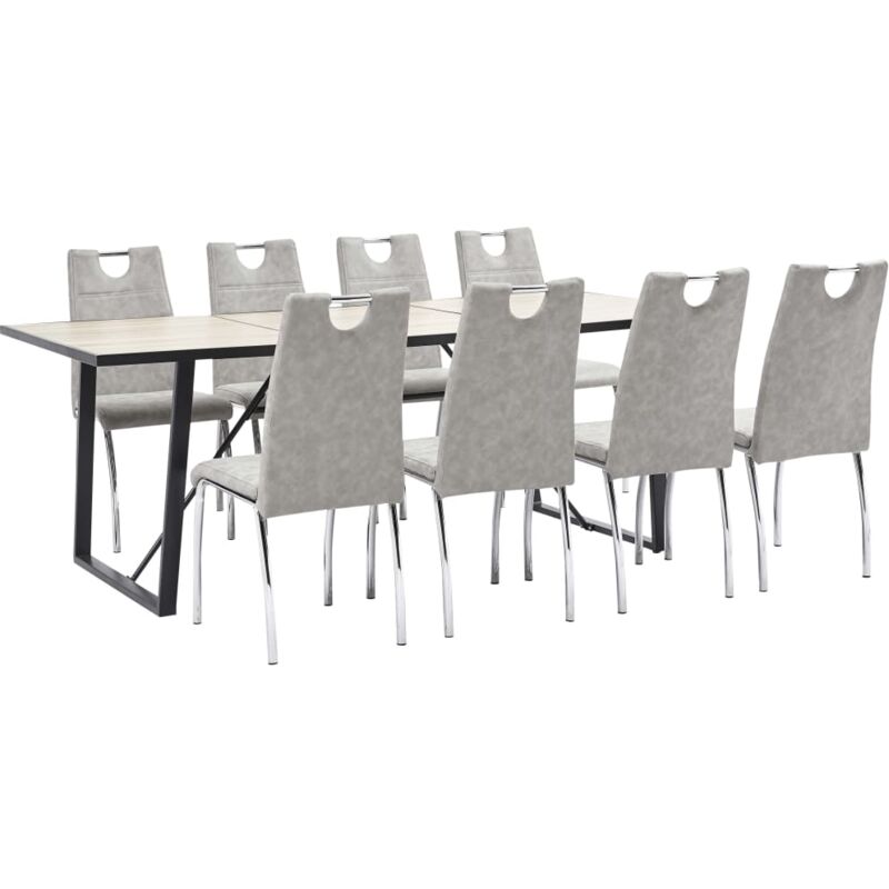 

vidaXL Juego de Comedor Cuero Sintético 9 Piezas Gris Claro - Gris