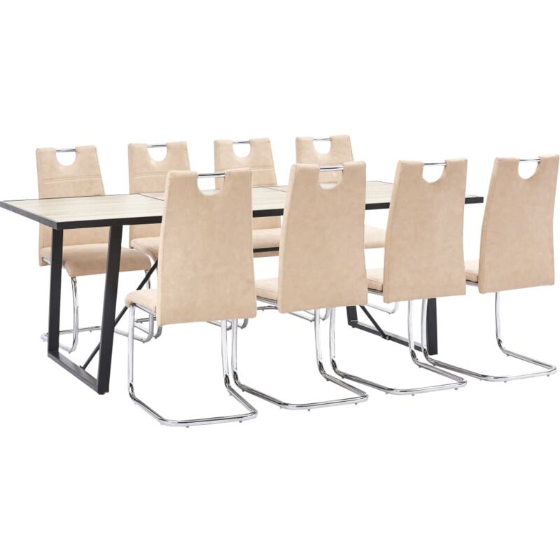 

vidaXL Juego de Comedor Cuero Sintético 9 Piezas Crema - Crema