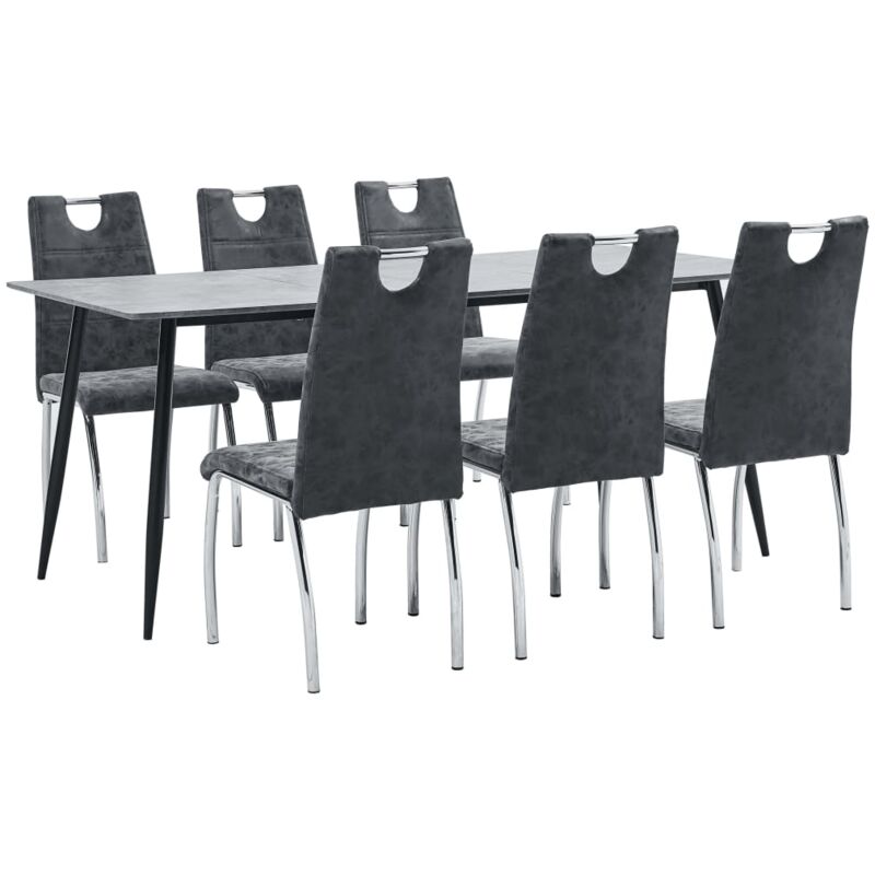 

vidaXL Juego de Comedor Cuero Sintético 7 Piezas Negro - Negro