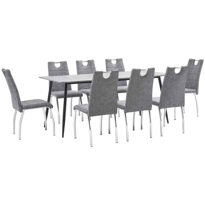 

vidaXL Juego de Comedor Cuero Sintético 9 Piezas Gris - Gris