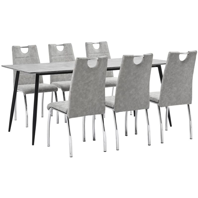 

vidaXL Juego de Comedor Cuero Sintético 7 Piezas Gris Claro - Gris