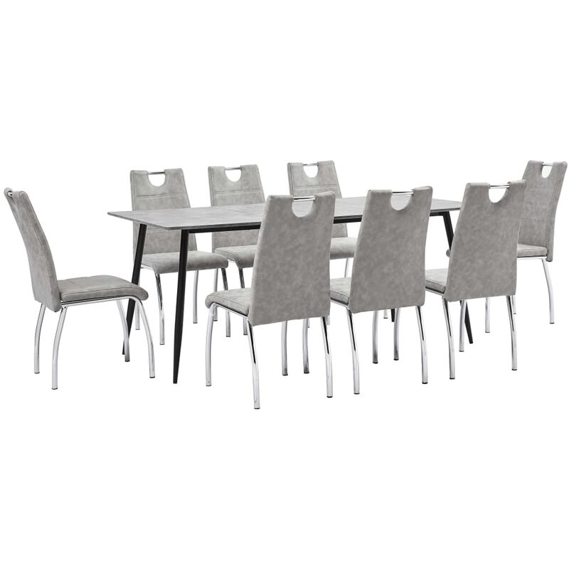 

vidaXL Juego de Comedor Cuero Sintético 9 Piezas Gris Claro - Gris