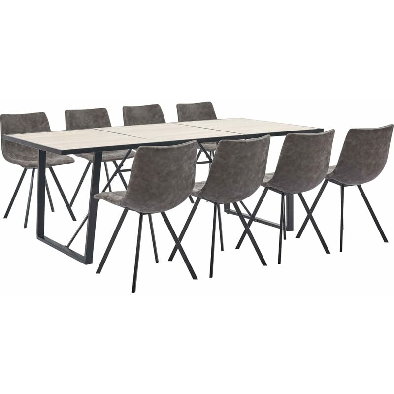 

Rogal Home&Deco Juego de comedor 9 piezas cuero sintético marrón