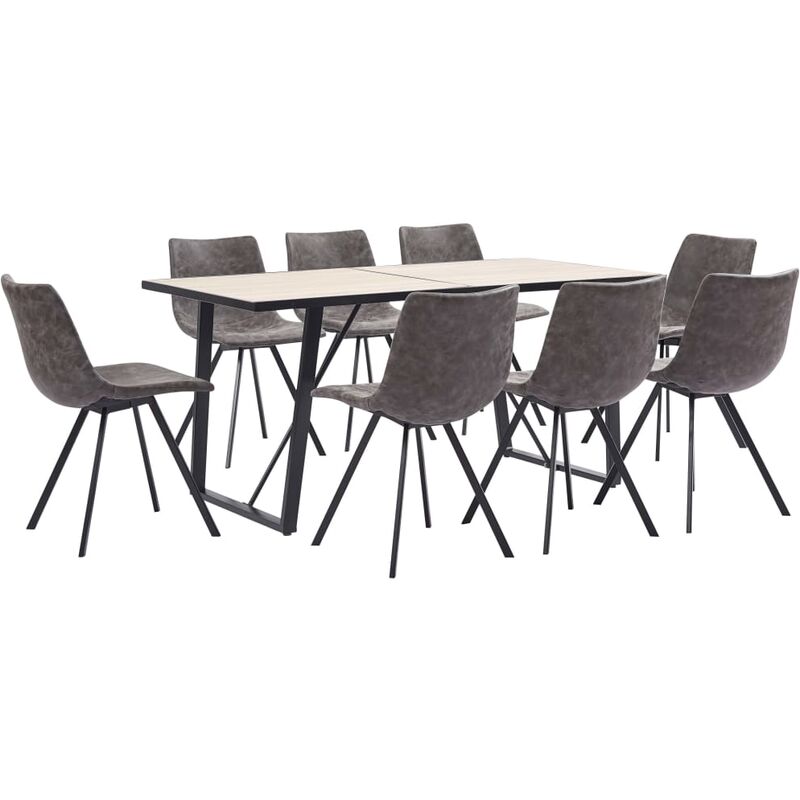 

Rogal Home&Deco Juego de comedor 9 piezas cuero sintético marrón