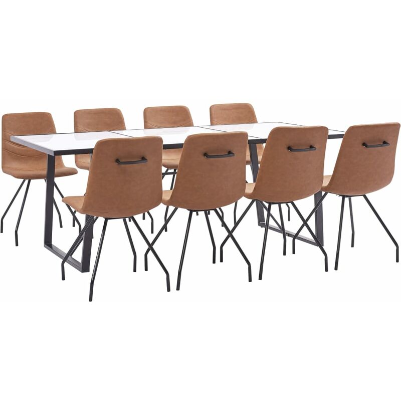 

Juego de comedor 9 piezas cuero sintético marrón