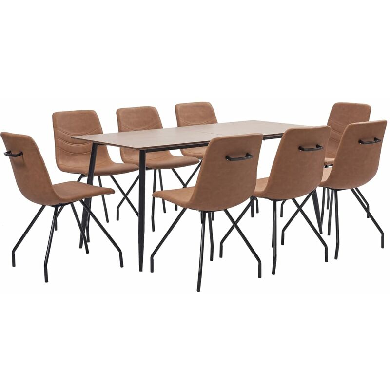 

Juego de comedor 9 piezas cuero sintético marrón
