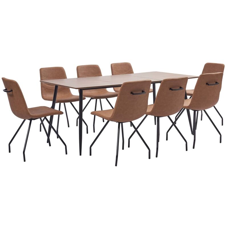 

Juego de comedor 9 piezas cuero sintético marrón