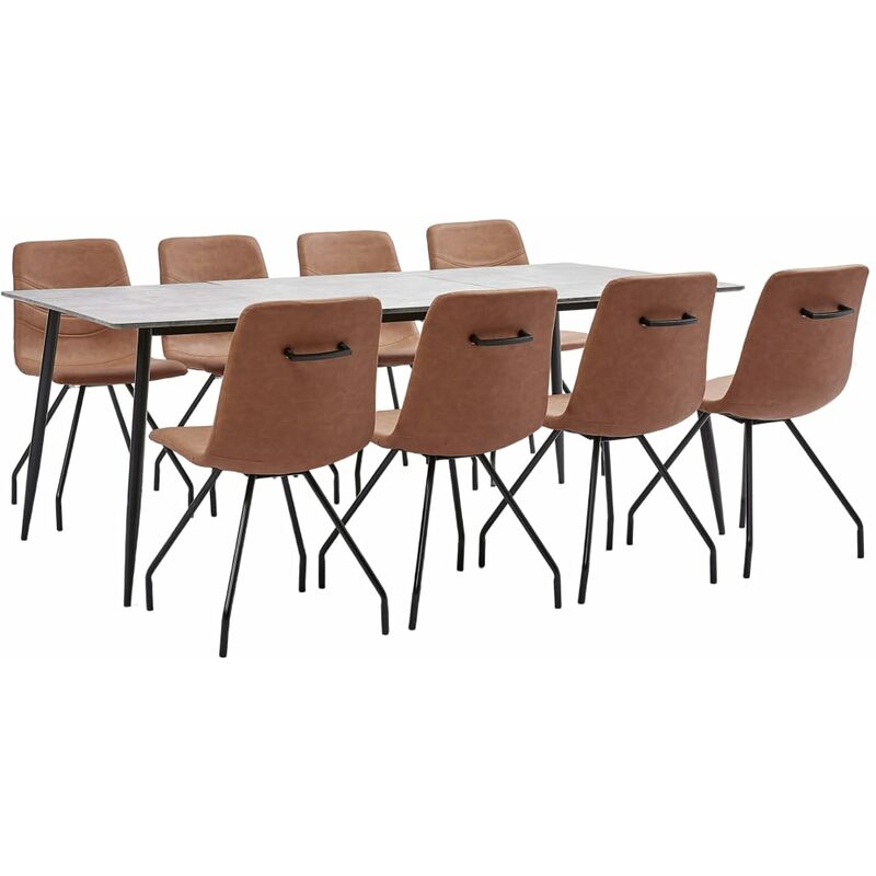 

Juego de comedor 9 piezas cuero sintético marrón