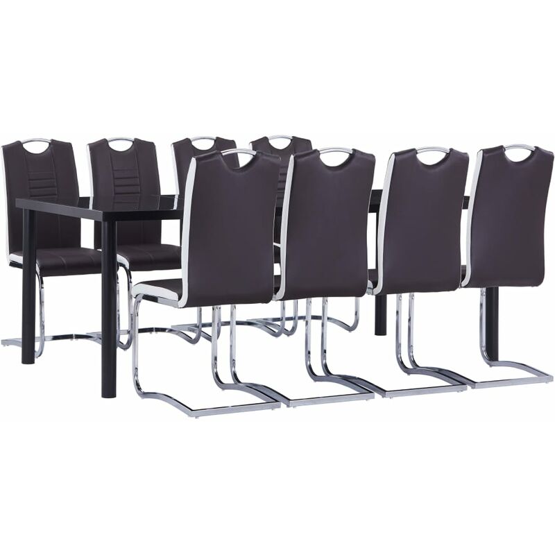 

Juego de comedor 9 piezas cuero sintético marrón