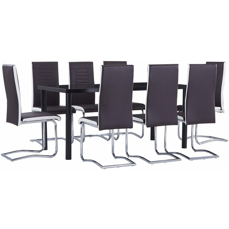 

Juego de comedor 9 piezas cuero sintético marrón