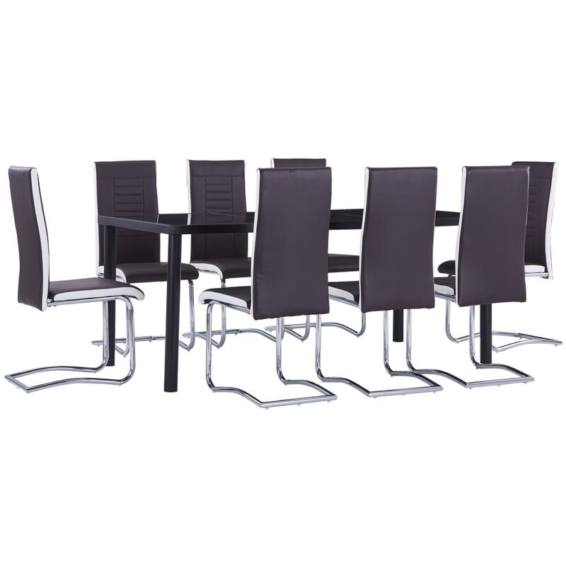 

Juego de comedor 9 piezas cuero sintético marrón