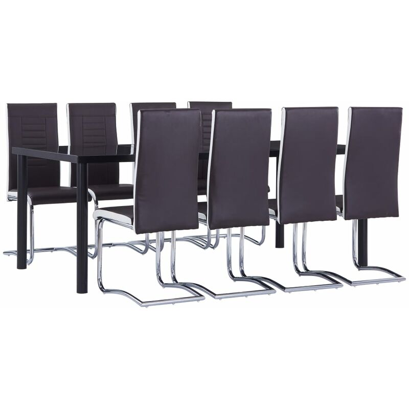 

Juego de comedor 9 piezas cuero sintético marrón