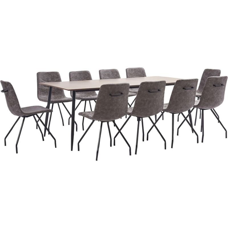 

Juego de Comedor Cuero Sintético 11 Piezas Marrón Oscuro - Marrón - Vidaxl