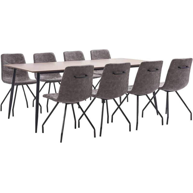 

Juego de Comedor Cuero Sintético 9 Piezas Marrón Oscuro - Marrón - Vidaxl