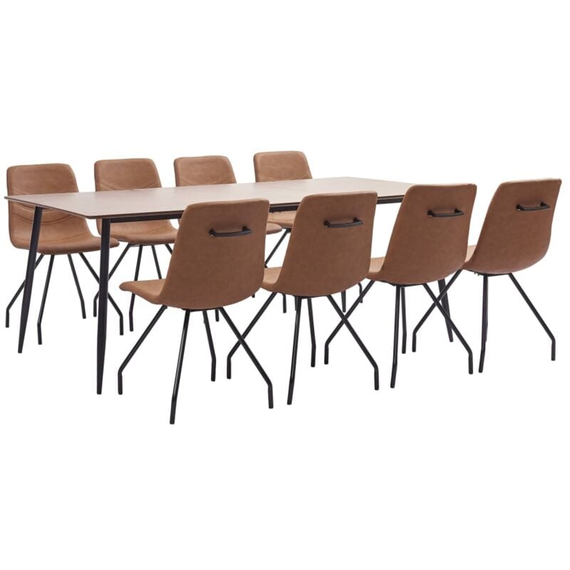 

Juego de Comedor Cuero Sintético 9 Piezas Marrón - Marrón - Vidaxl