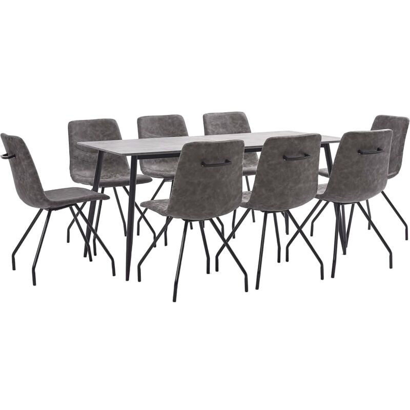 

vidaXL Juego de Comedor Cuero Sintético 9 Piezas Marrón Oscuro - Marrón