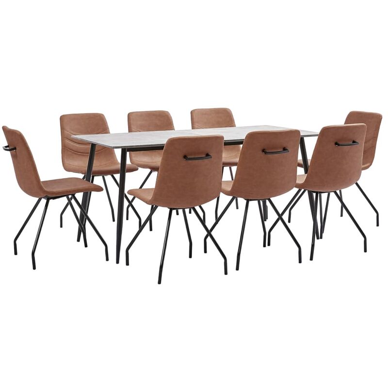 

vidaXL Juego de Comedor Cuero Sintético 9 Piezas Marrón - Marrón