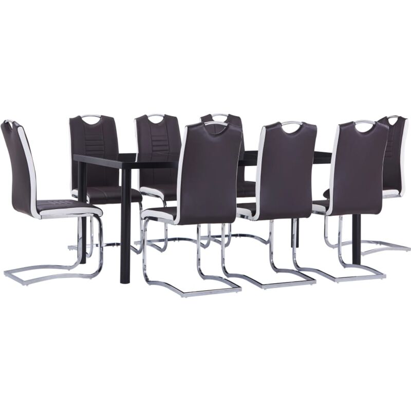 

vidaXL Juego de comedor 9 piezas cuero sintético marrón - Marrón