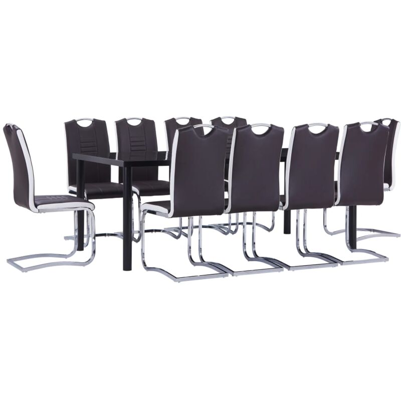 

vidaXL Juego de Comedor Cuero Sintético 11 Piezas Marrón - Marrón