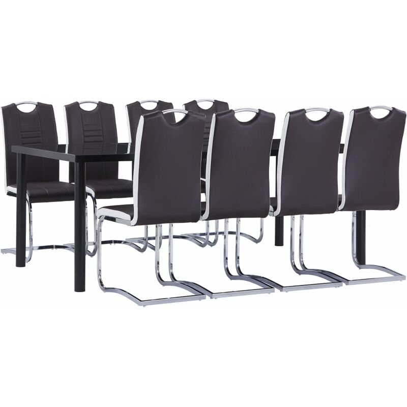 

vidaXL Juego de Comedor Cuero Sintético 9 Piezas Marrón - Marrón