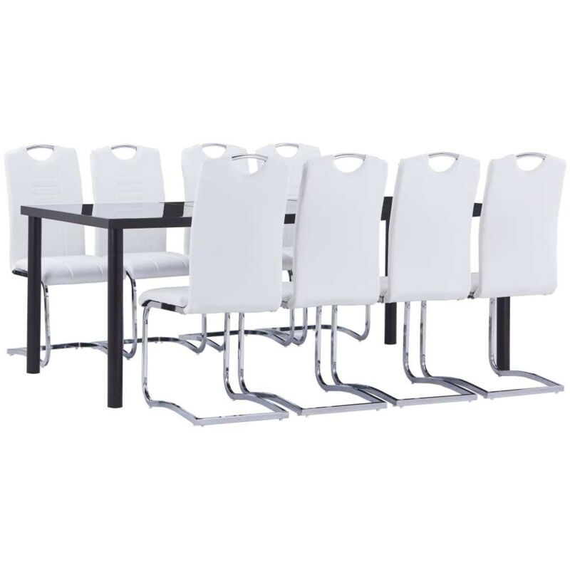 

vidaXL Juego de Comedor Cuero Sintético 9 Piezas Blanco - Blanco