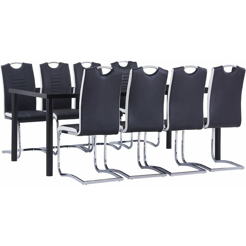 

vidaXL Juego de Comedor Cuero Sintético 9 Piezas Negro - Negro